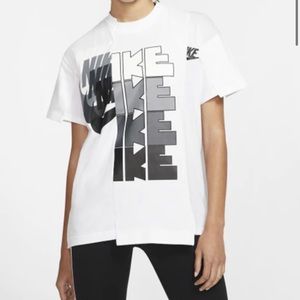Women's Nike x Sacai Crossover Splicing Short Sleeve T-shirt White